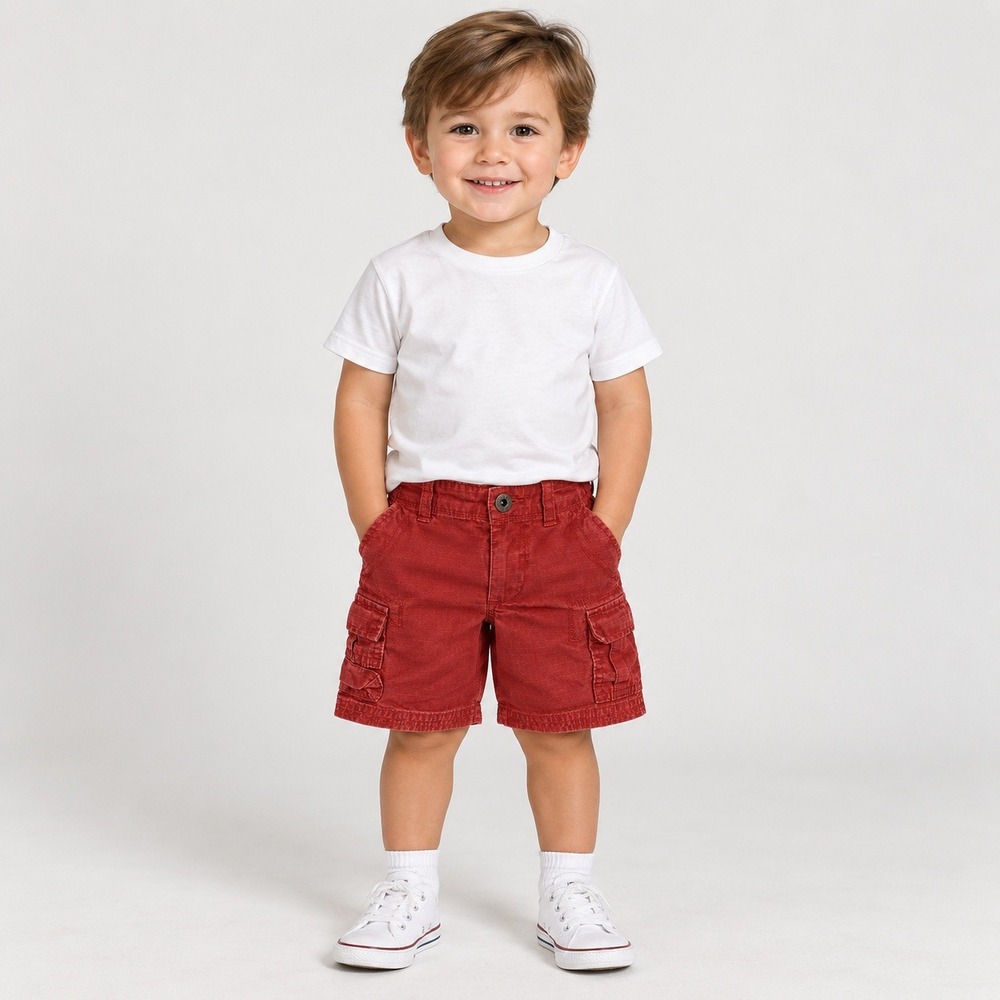 Polo Ralph Lauren Boys Red Ripstop Cargo Shorts Size 2T RL-1967 Embroidery
